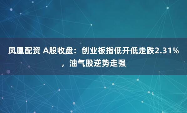 凤凰配资 A股收盘：创业板指低开低走跌2.31%，油气股逆势走强
